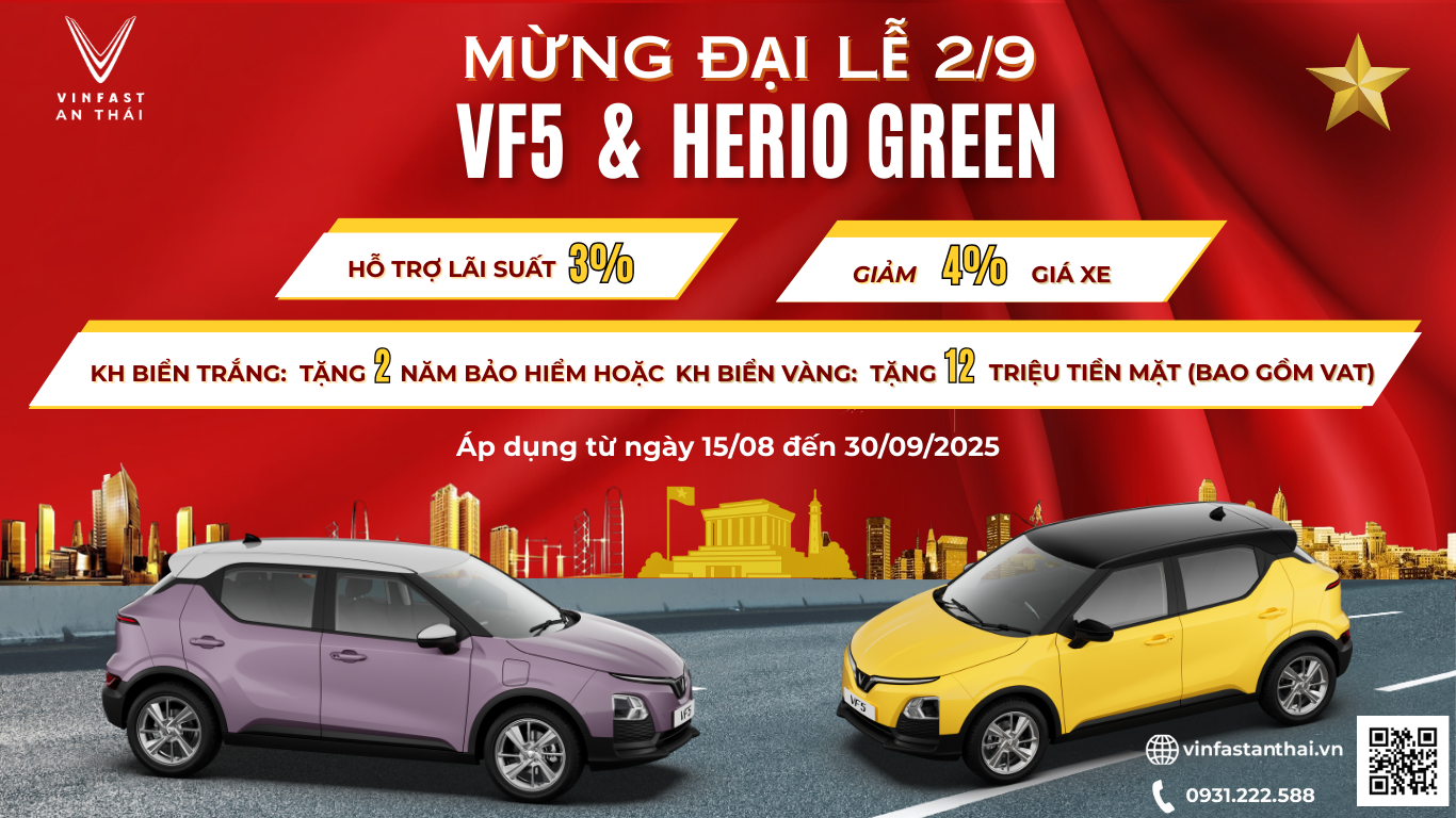 SIÊU HOT - CHƯƠNG TRÌNH ƯU ĐÃI DÀNH CHO VF5 & HERIO GREEN 